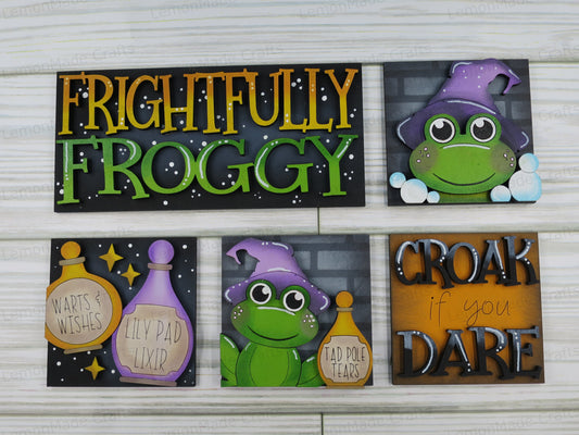 Interchangeable Mini Tile: Frog Witch Halloween