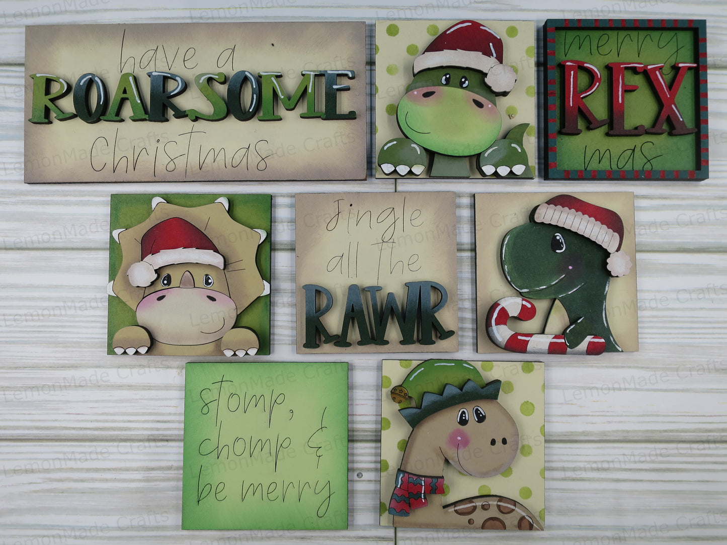 Interchangeable Mini Tile: Christmas Dinosaur