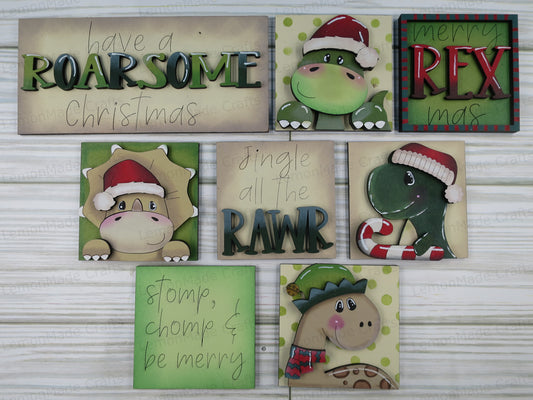 Interchangeable Mini Tile: Christmas Dinosaur