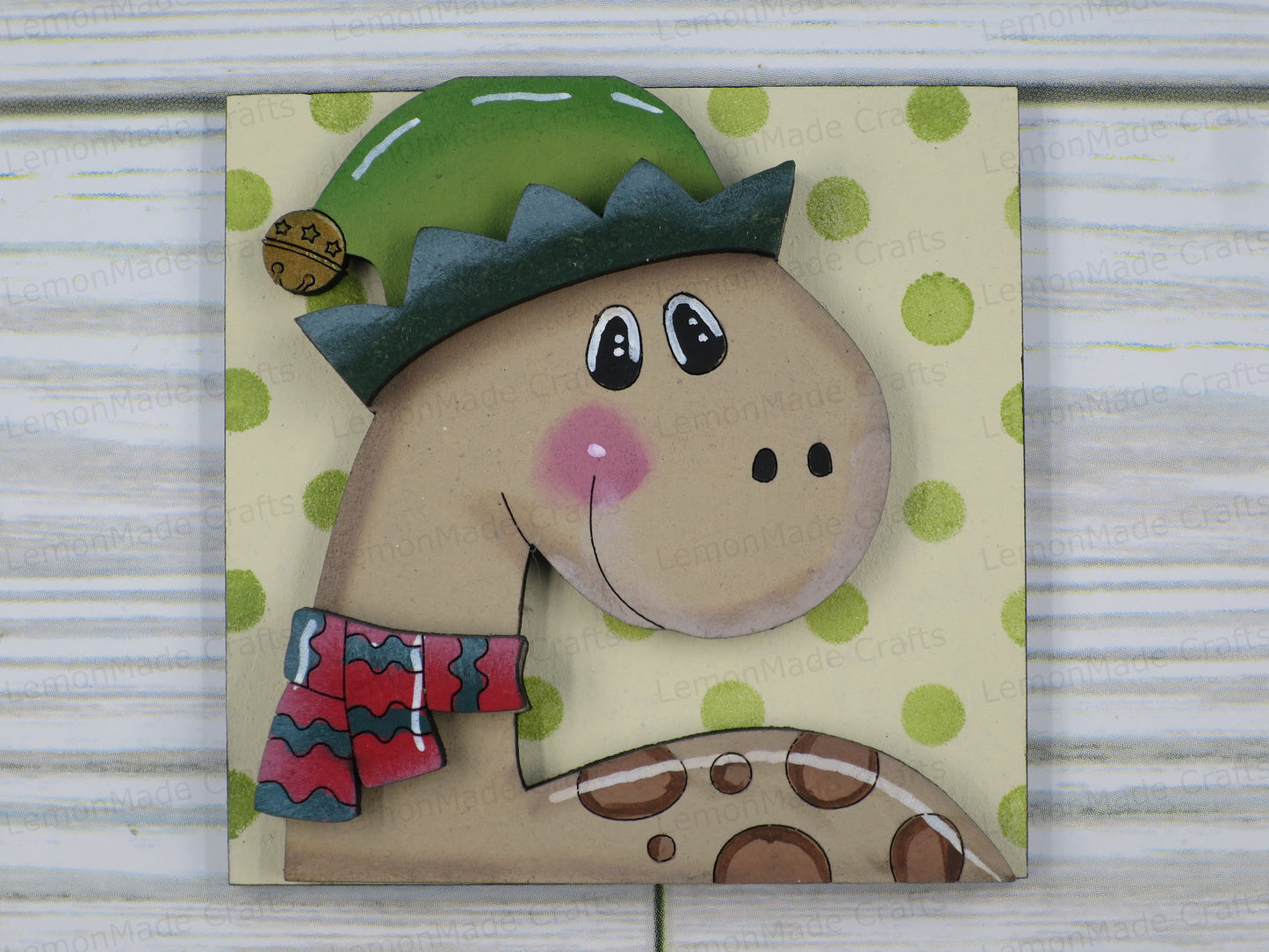 Interchangeable Mini Tile: Christmas Dinosaur