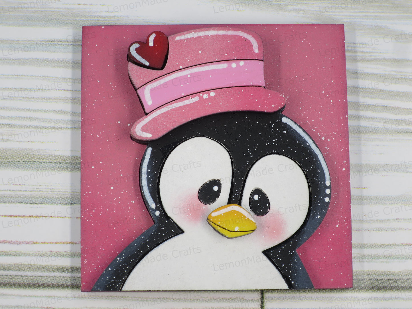 Interchangeable Mini Tile: Penguin Valentine Love
