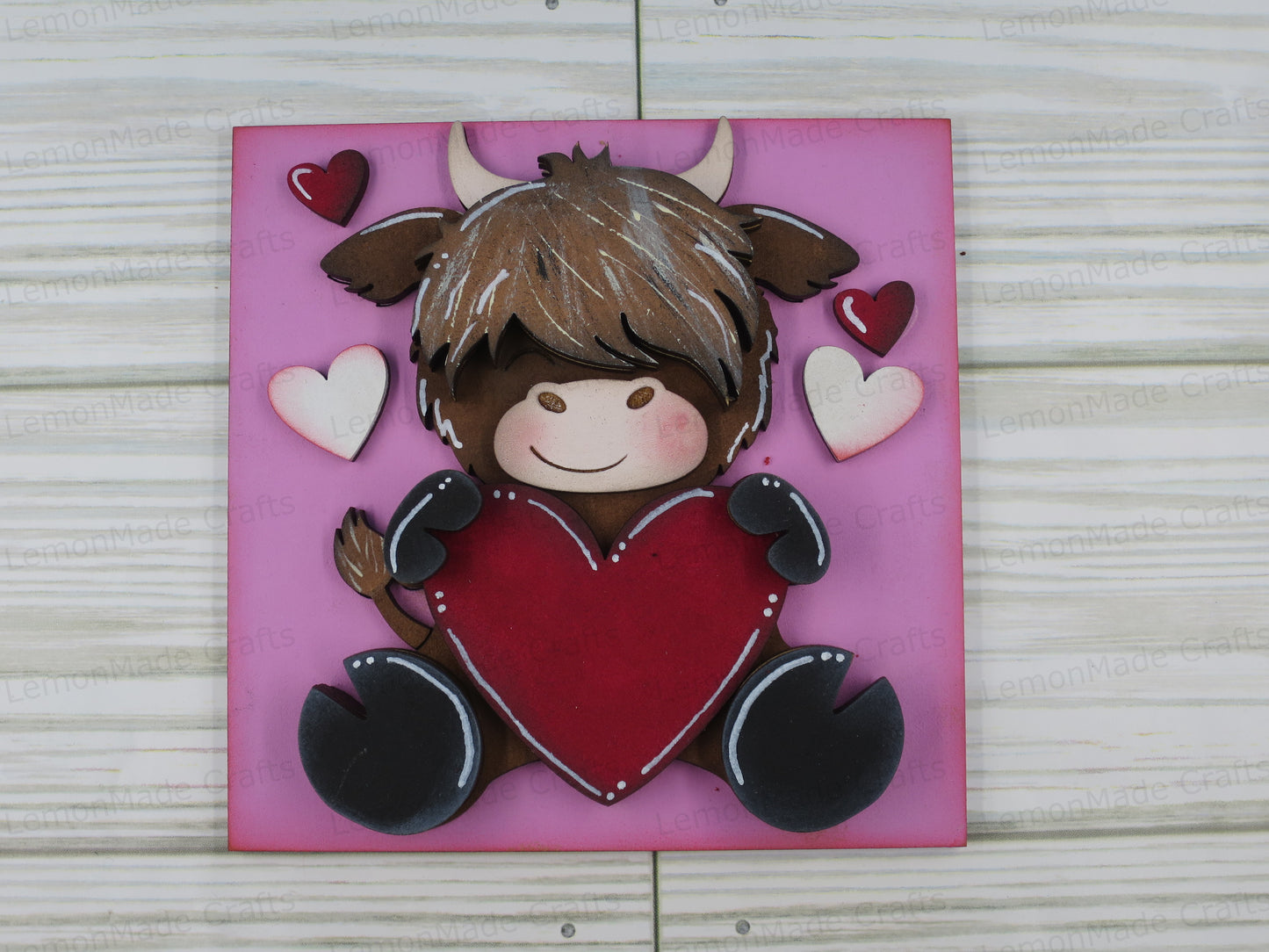Interchangeable Tile: Valentine Highland Cow