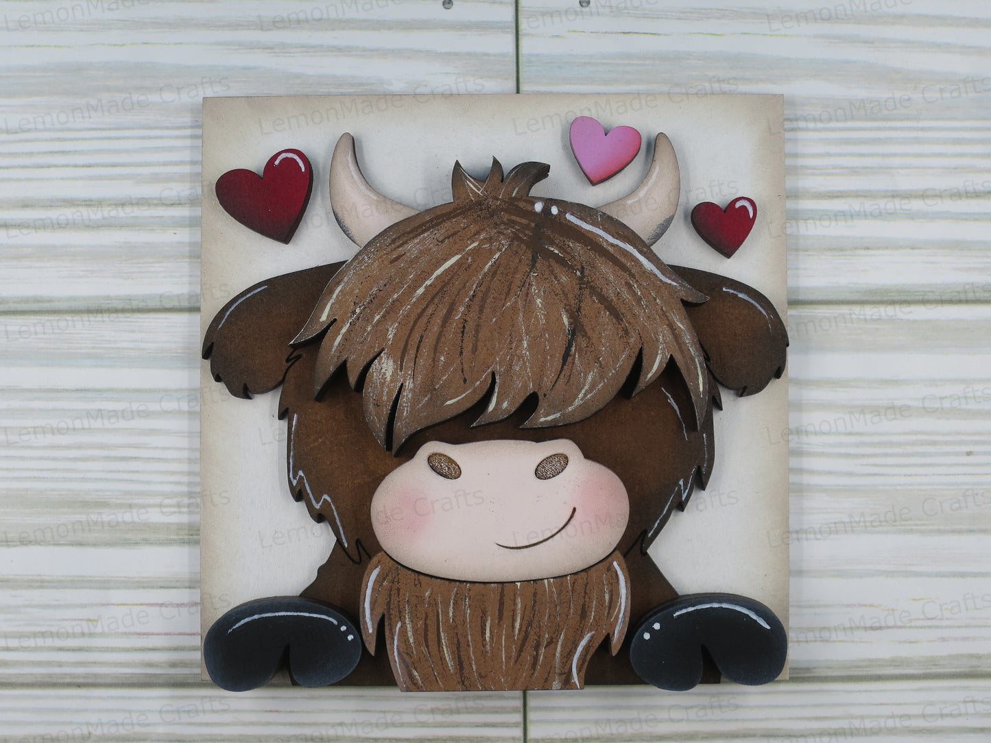 Interchangeable Tile: Valentine Highland Cow